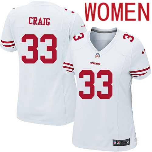 Women San Francisco 49ers 33 Roger Craig Nike White Team Color Game NFL Jersey